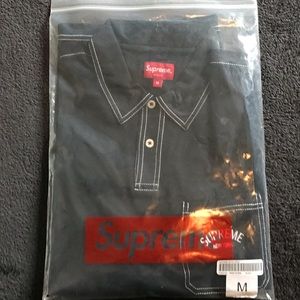 Supreme contrast stitch black polo